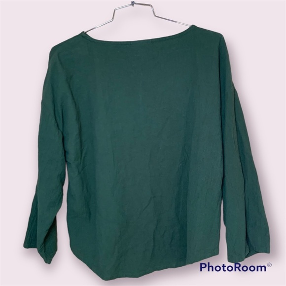 Soft Surroundings Green Dolman Sleeve 100% Cotton Cottagecore Top - Picture 2 of 9